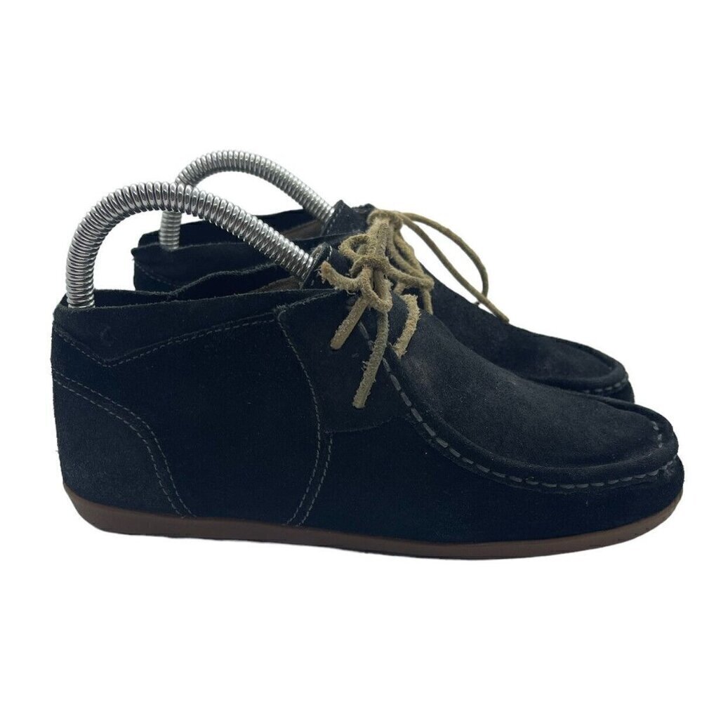 Olukai Women's Poko 20233-4040 Black Leather Lace Up Ankle Chukka Boot Size 6.5